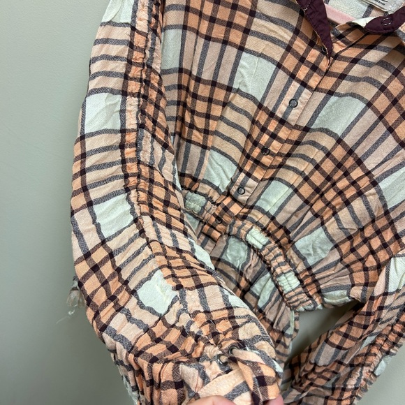 We the Free Free People Plaid Boho Button Up Top Sz S Small - Picture 4 of 7
